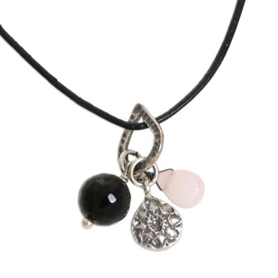 Lotus Glow,'Handmade Sterling Silver Charm and Gemstone Bead Necklace'