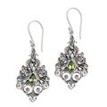 Open Blossoms,'Sterling Silver Peridot Dangle Earrings from Indonesia'