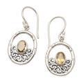 Petite Bamboo,'Citrine and Sterling Silver Dangle Earrings'