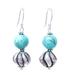 Gorgeous Spirals,'Karen Silver and Recon. Turquoise Earrings from Thailand'