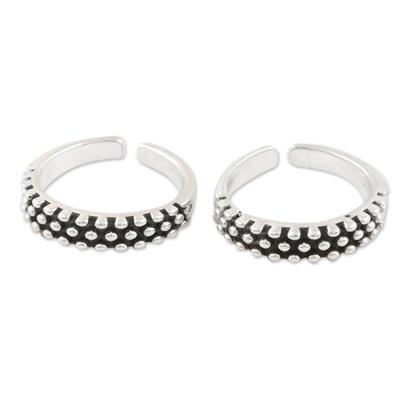 Perfect Pair,'Hand Crafted Sterling Silver Toe Rings from India (Pair)'