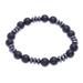 Cool Night,'Hand Crafted Onyx and Hematite Beaded Bracelet'