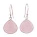 Dancing Soul,'Rose Quartz and Sterling Silver Dangle Earrings from India'