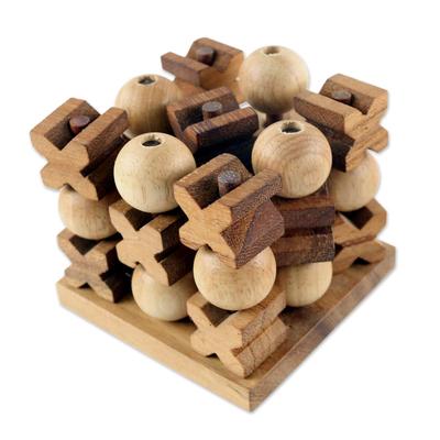 3D Tic-Tac-Toe,'Hand Made Wood Game Tic-Tac-Toe from Thailand'