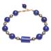 Golden Orbit,'Hand Threaded Lapis Lazuli and Hematite Pendant Bracelet'