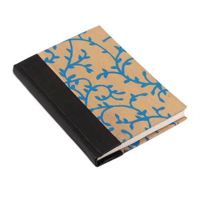 Leafy Vines,'Leather Accented Journal with Handmade Paper from India'