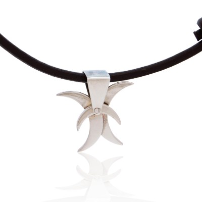 Aries Moon,'Taxco Sterling Silver Aries Pendant Necklace from Mexico'