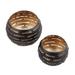 Slatted Glow,'Pair of Handcrafted Steel Tealight Holders from India'