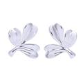 Planted,'Thai Sterling Silver Button Earrings with Leaf Motif'