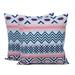 Modern Stripes,'Pastel and Navy Geometric Pair of Cotton Cushion Covers'