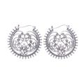 Beatific Spirals,'Spiral pattern Sterling Silver Hoop Earrings from Thailand'