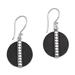 Dotted Discs,'Dot Motif Lava Stone and Sterling Silver Earrings from Bali'