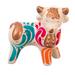 Harmonious Horns in Ivory,'Andean Floral Ceramic Bull Sculpture in an Ivory Base Hue'