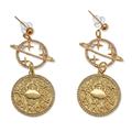 'Cosmos-Themed 24k Gold-Plated Brass Cancer Dangle Earrings'