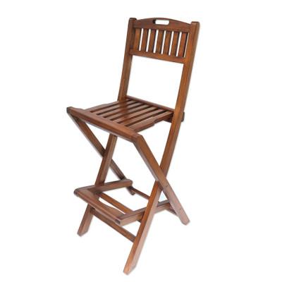 Parallel Slats,'Handcrafted Teak Wood Folding Bar Stool Made in Bali'