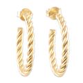 Twist of the Rope,'Rope Motif 22k Gold Plated Half-Hoop Earrings'