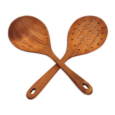 Elegant Service,'Teak Wood Serving Spoons Crafted in Bali'