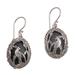 Cockatoo Garden,'Onyx and Sterling Silver Cockatoo Dangle Earrings from Bali'