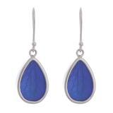 Petal Essence in Blue,'Blue Hydrangea Leaf Sterling Silver Teardrop Dangle Earrings'