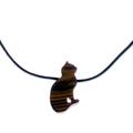 Sweet Cat,'Handcrafted Wood Cat Pendant Necklace from Peru'