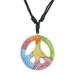 Colorful Peace,'Thai Handcrafted Ceramic Peace Sign Pendant Necklace'