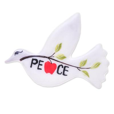 Dove's Message,'Dove of Peace Brooch Handmade from Ceramic'