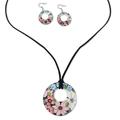 Harmonies and Blooms,'Ceramic Floral Pendant Necklace and Earrings Jewelry Set'