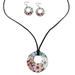 Harmonies and Blooms,'Ceramic Floral Pendant Necklace and Earrings Jewelry Set'