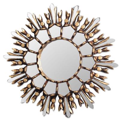 Shiny Sun,'Handmade Bronze Gilded Wood Wall Mirror...