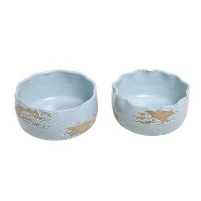 Two Minds,'Handcrafted Ceramic Bowls from Java (Pair)'