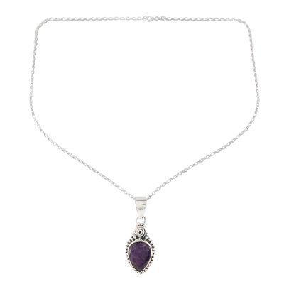 Farthest Realm,'Handmade Blue Sapphire and Sterling Silver Pendant Necklace'