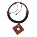 Beautiful Labyrinth,'Adjustable Square Ceramic Pendant Necklace from Brazil'