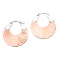 Radiant Reflections,'18K Rose Gold Plated Hammered Copper Hoop Earrings'