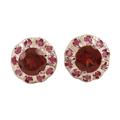 True Harmony,'Rhodium-Plated Ruby and Garnet Stud Earrings'