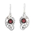 'Sterling Silver Dangle Earrings with 4-Carat Garnet Stones'