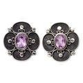 'One-Carat Amethyst Button Earrings Made from Sterling Silver'