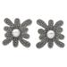 Innocence Petals,'Sterling Silver Speckled Floral Button Earrings with Pearls'