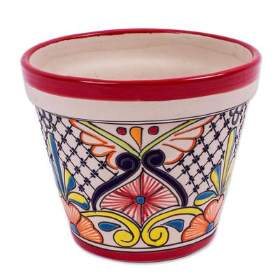 Colorful Mercado,'Handmade Ceramic Flower Pot (7.5 Inch Diameter)'