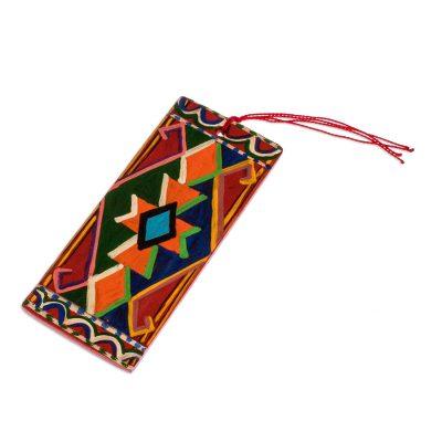 Patzún Belt,'Hand-Painted Colorful Wood Bookmark'