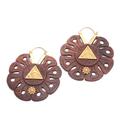 Eye of Providence,'Eye of Providence Gold Accented Wood Earrings'