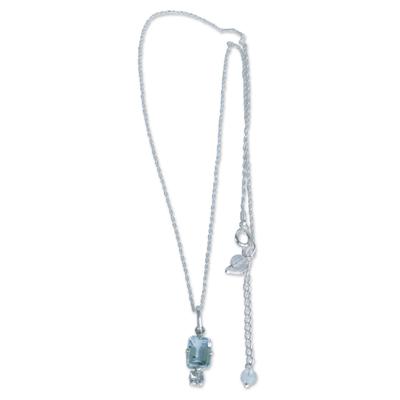 Piece of the Sky,'Blue & White Topaz Sterling Silver Necklace from Brazil'