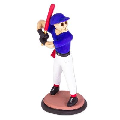 Batter Catrin,'Clay Skeleton Baseball Player Sculpture'
