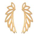 Climbing Leaves,'Gold-Plated Ear Climber Earrings with Leaf Motif'