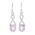 Promise Me Love in Pink,'Thai Rose Quartz and Sterling Silver Dangle Earrings'