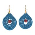 Water is Life,'Jasper and Blue Macrame Dangle Earrings with Gold Hooks'