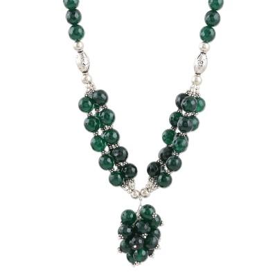 Bouquet in Green,'Hand Made Onyx and Sterling Silver Pendant Necklace'