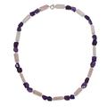 Glam Look,'Handmade Rose Quartz Amethyst Cultured Pearl Beaded Necklace'