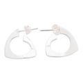 Modern Art,'Contemporary Sterling Silver Half-Hoop Earrings'