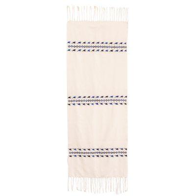 Mountain Birds,'Hand Woven Ivory Table Runner with Images of Birds'
