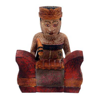 Melodic Gangsa,'Hand-Painted Albesia Wood Statuette'